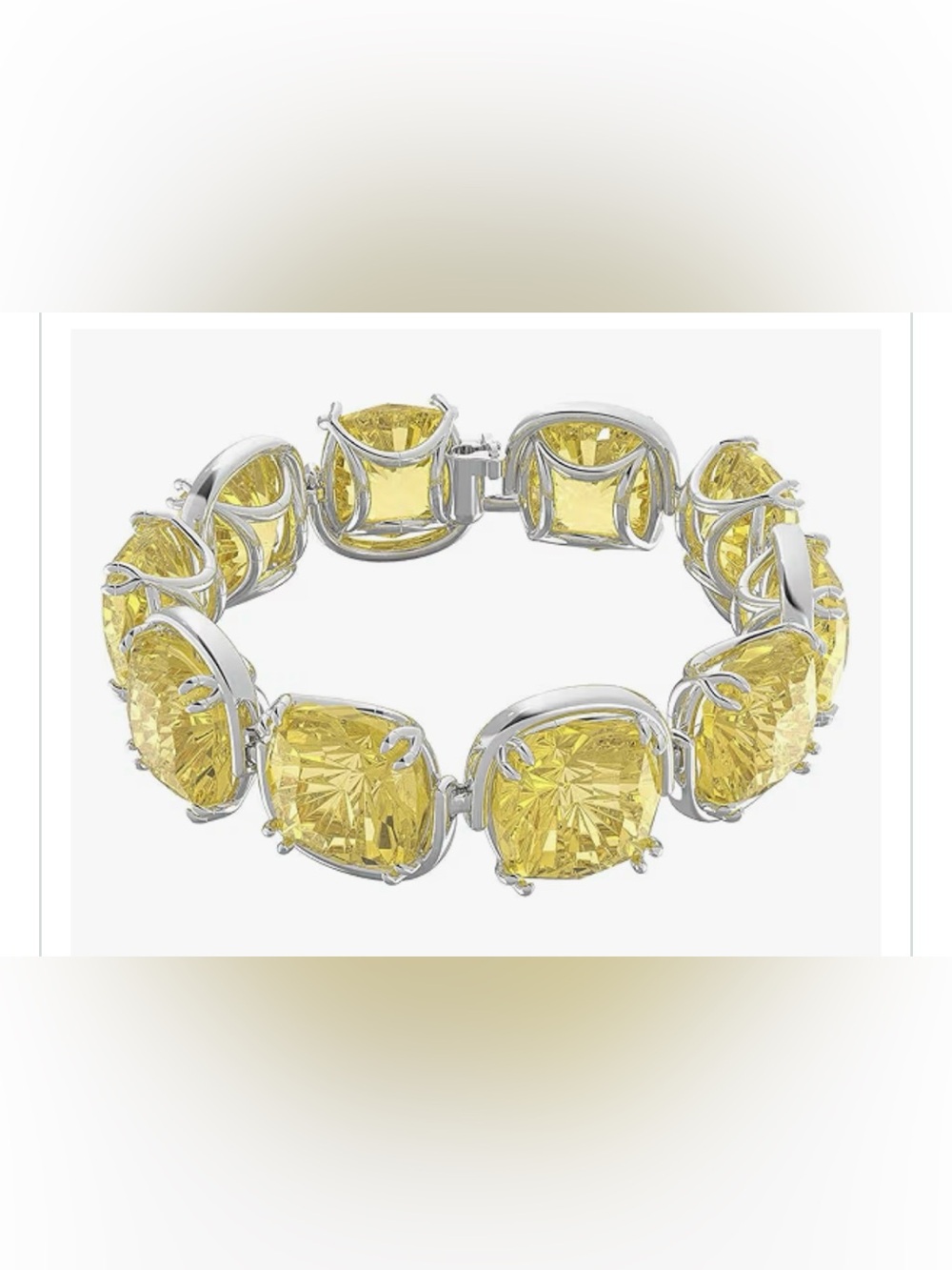 Swarovski Harmonia Bracelet Cushion Cut Crystals Yellow Rhodium Plated
